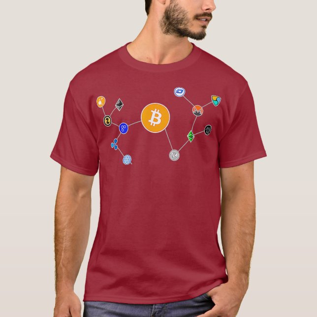 Cryptocurrency net  Bitcoin Ethereum Litecoin T-Shirt (Front)