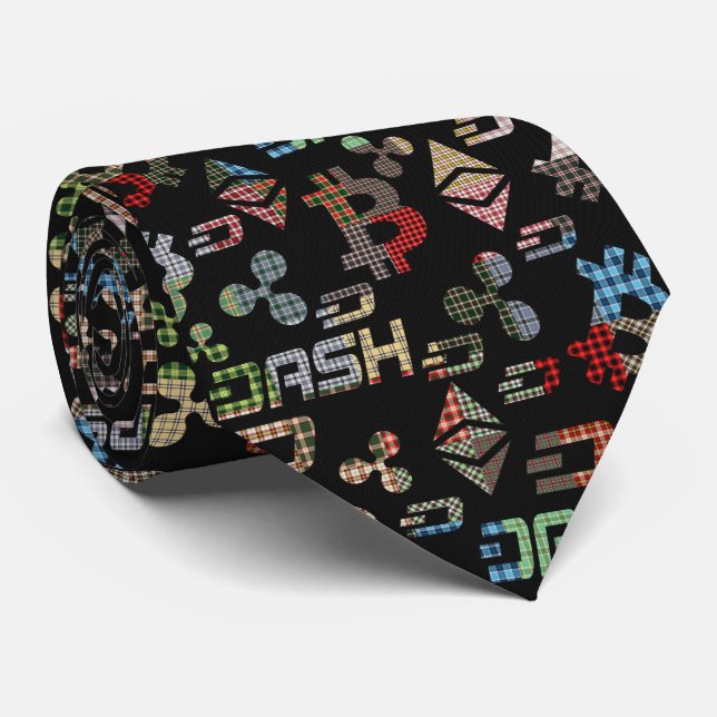 Cryptocurrency Rainbow Pattern Neck Tie (Rolled)