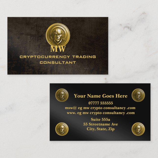 Cryptocurrency Trading Consultant, leather-look Business Card (Front/Back)