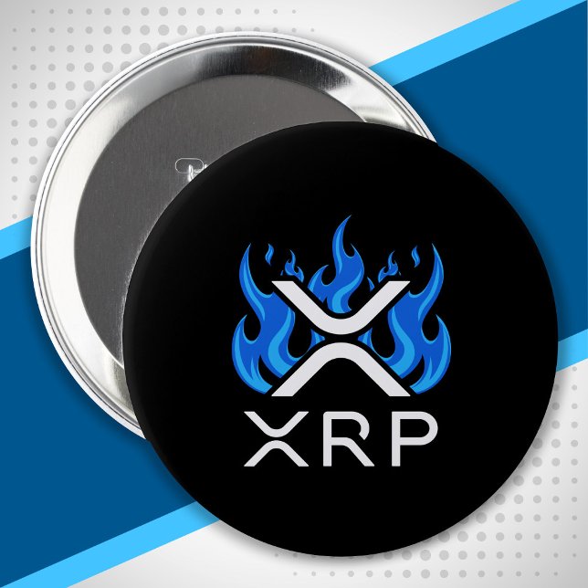 Cryptocurrency XRP Crypto Blue Flames Fire Melt 10 Cm Round Badge (Creator Uploaded)