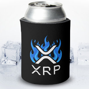 Cryptocurrency XRP Crypto Blue Flames Fire Melt Can Cooler