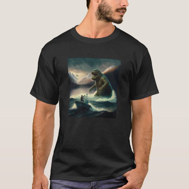 Cryptozoologists Cryptid Lake Creature Rising from T-Shirt (Front)