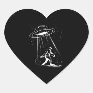 Cryptozoology Bigfoot Alien for Men Halloween Heart Sticker