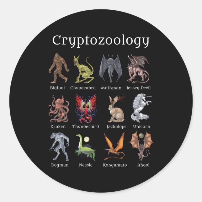 Cryptozoology Cryptid Creatures Fantasy Mythical M Classic Round Sticker (Front)
