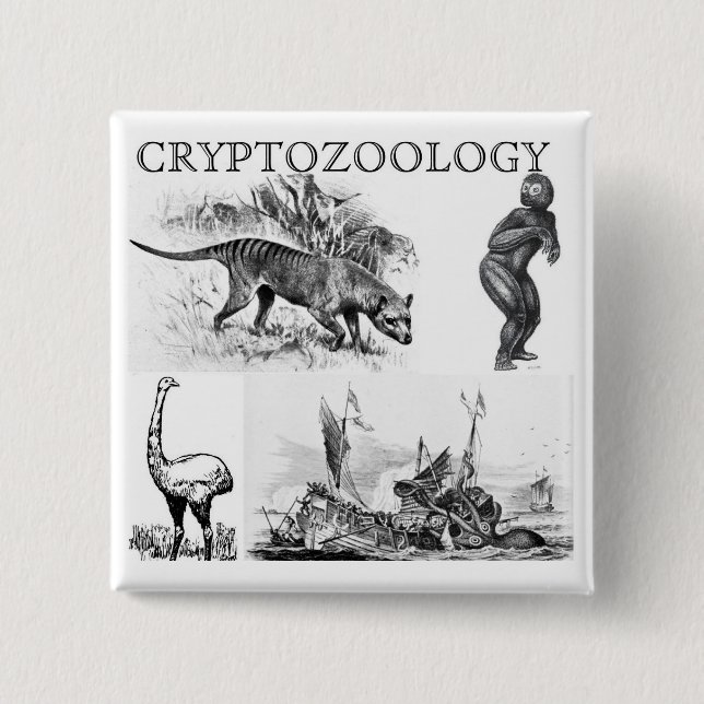 cryptozoology square button/pin 15 cm square badge (Front)