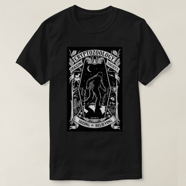 Cryptozoology Tracking Society Bigfoot Poster T-Shirt (Design Front)