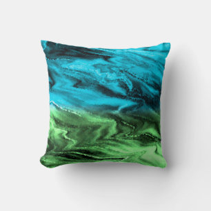 Crystal abstract pattern in blue and green colours cushion
