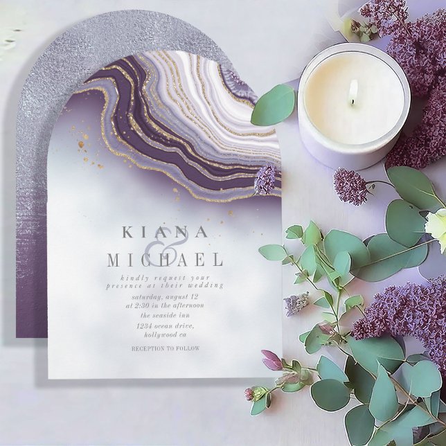 Crystal Agate Wedding Amethyst Arch ID825 Invitation (Creator Uploaded)