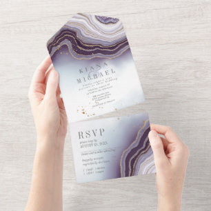 Crystal Agate Wedding Amethyst ID825 All In One Invitation
