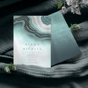 Crystal Agate Wedding Teal ID825