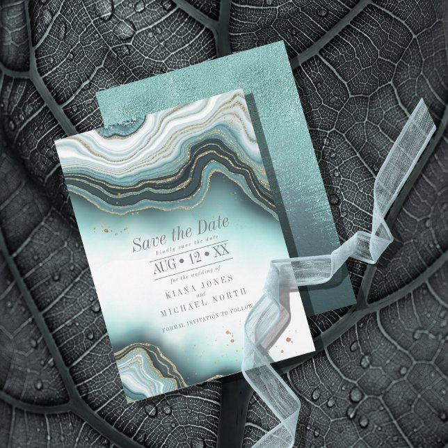 Crystal Agate Wedding Teal ID825 Save The Date (Creator Uploaded)