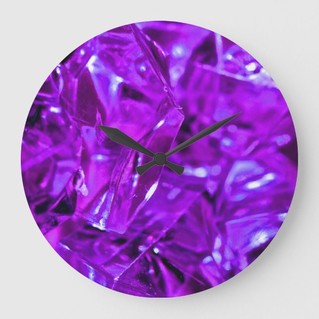 Crystal Amethyst Purple Gemstone Large Clock (Front)