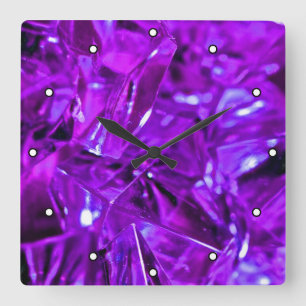 Crystal Amethyst Purple Gemstone with Dots Square Wall Clock