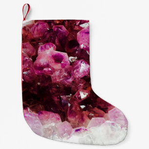 Crystal amethyst purple mineral small christmas stocking