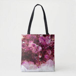 Crystal amethyst purple mineral tote bag