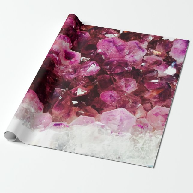 Crystal amethyst purple mineral wrapping paper (Unrolled)