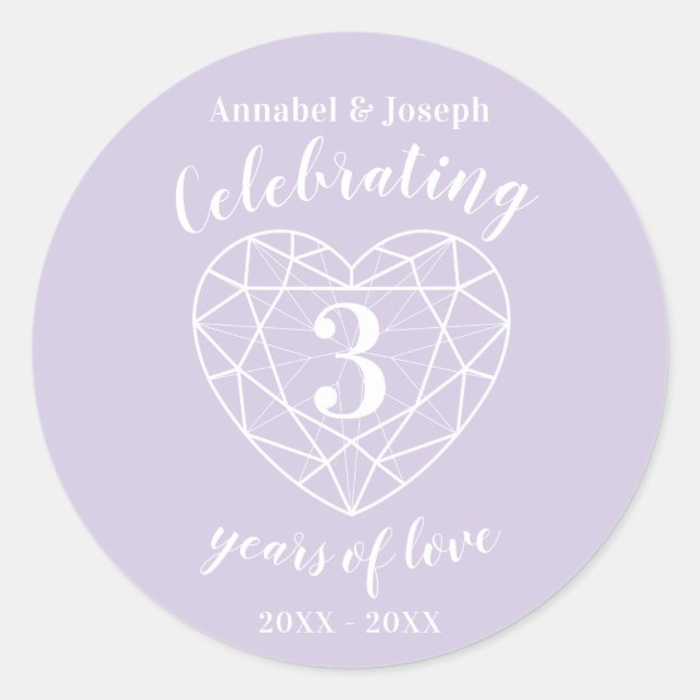 Crystal anniversary 3 years of love stickers (Front)