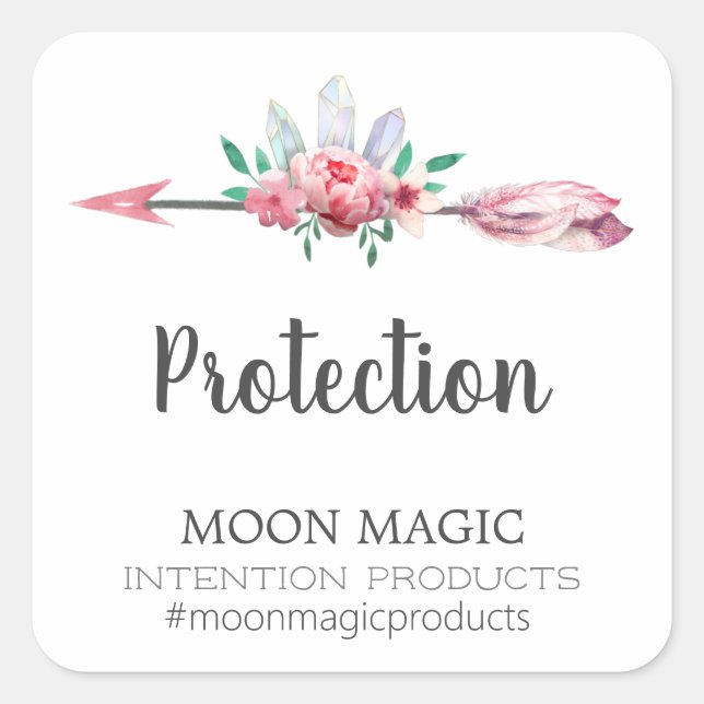 Crystal Arrow Floral Intention Candle Labels (Front)