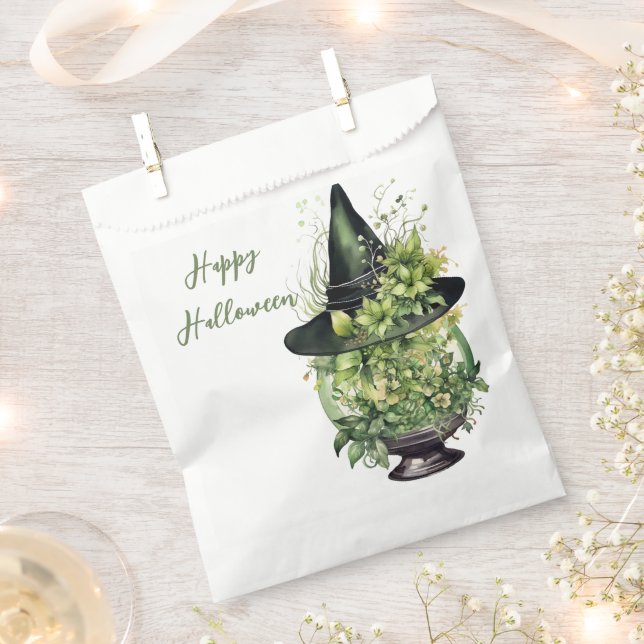 Crystal Ball and Witches Hat Happy Halloween Favour Bag (Clipped)