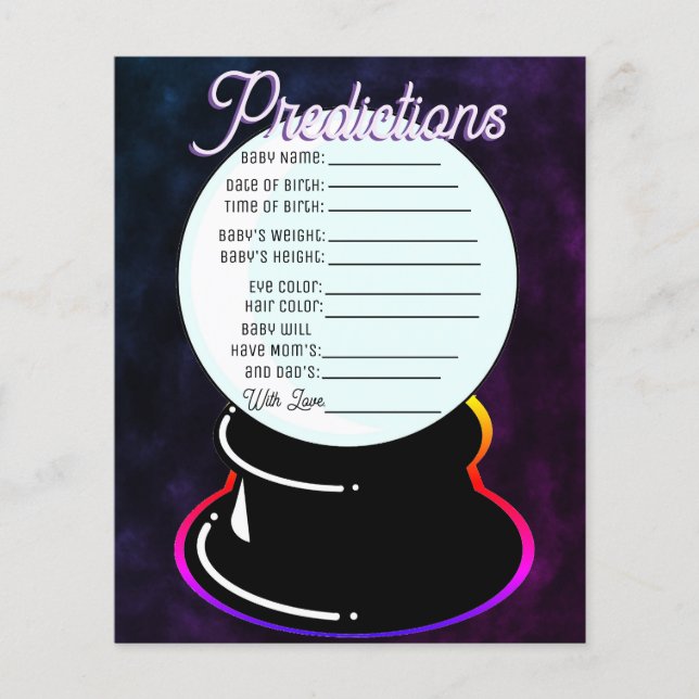 Crystal Ball Baby Predictions Game (Front)