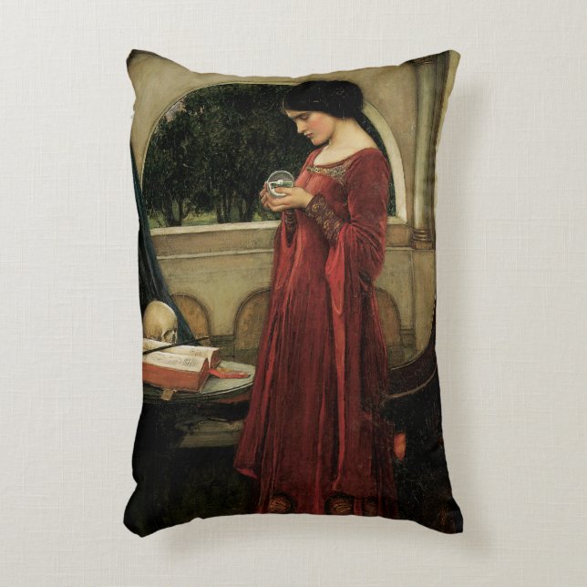 Crystal Ball by John William Waterhouse Decorative Cushion (Front(Vertical))