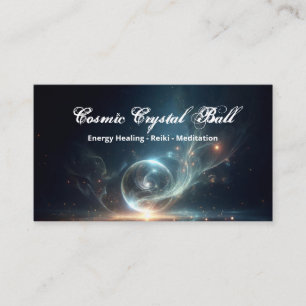 Crystal ball Energy Healing Reiki Meditation Black Business Card