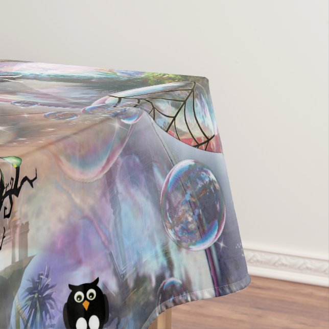 Crystal Ball Halloween Witch Tablecloth (In Situ)