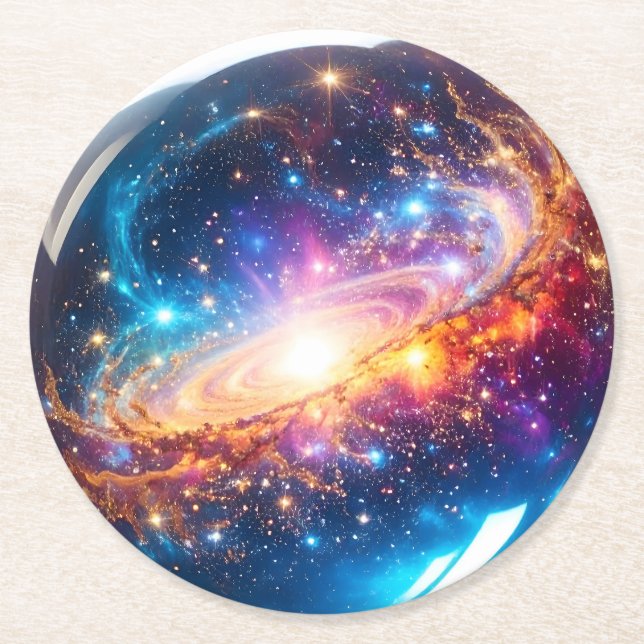 Crystal Ball - I See A Cosmic Event In Your Future Round Paper Coaster (Front)