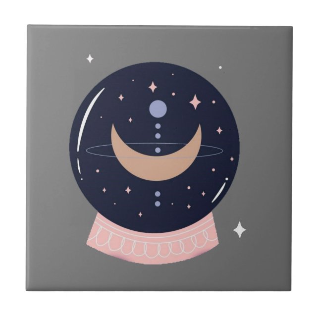 Crystal ball mystical psychic ceramic tile (Front)