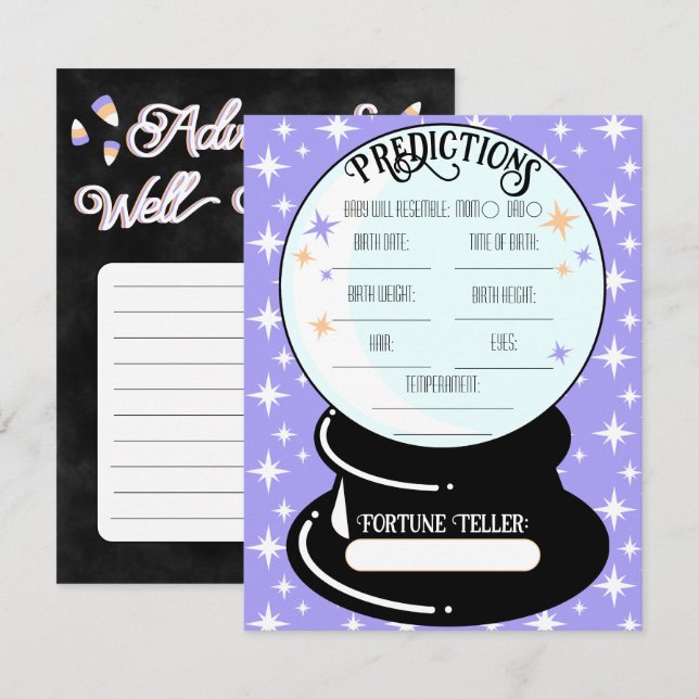 Crystal Ball Predictions Flat Note Card (Front/Back)