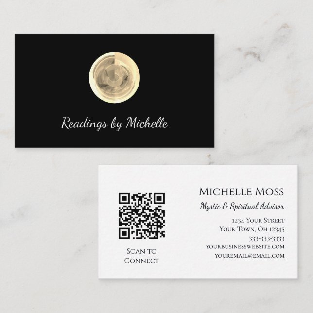Crystal Ball Psychic Fortune Teller Black  Business Card (Front/Back)