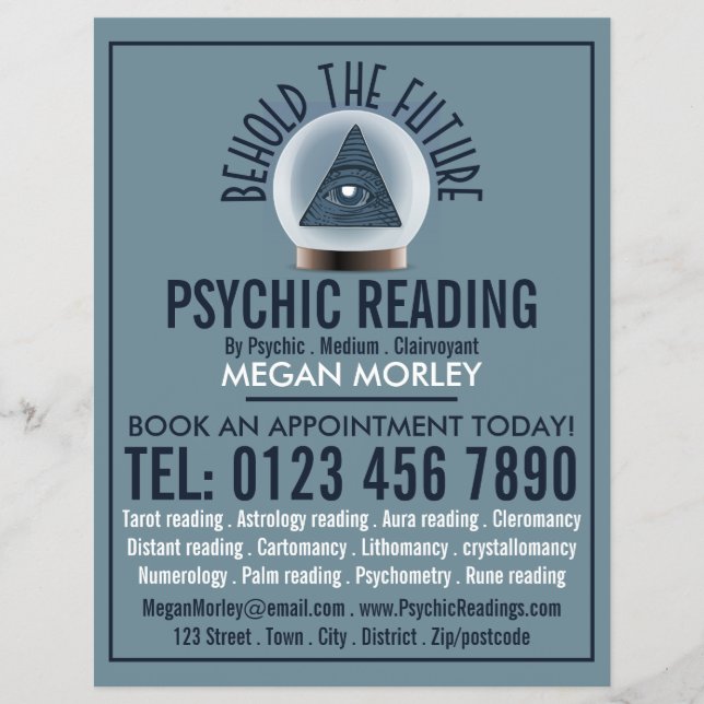 Crystal Ball, Psychic Reading Advertising Flyer (Front)