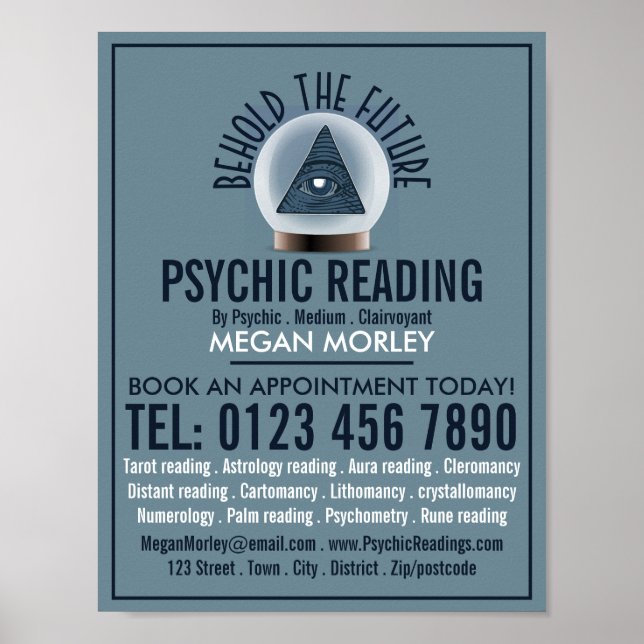 Crystal Ball, Psychic Reading Advertising Poster (Front)