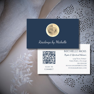 Crystal Ball Psychic Spiritual Advisor Navy Blue  Business Card
