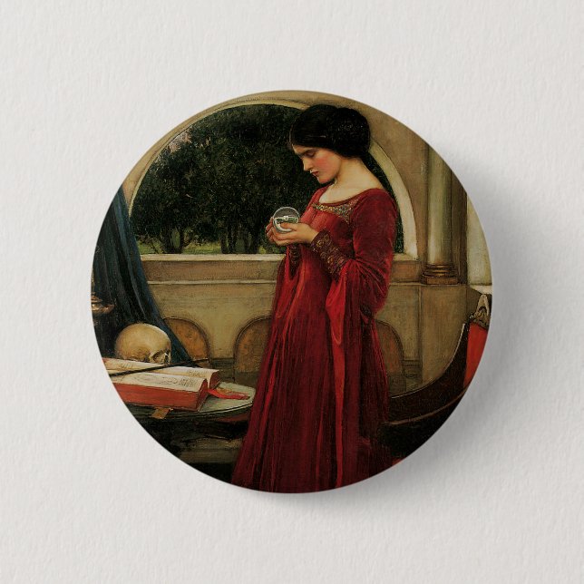 Crystal Ball Woman Waterhouse Painting 6 Cm Round Badge (Front)