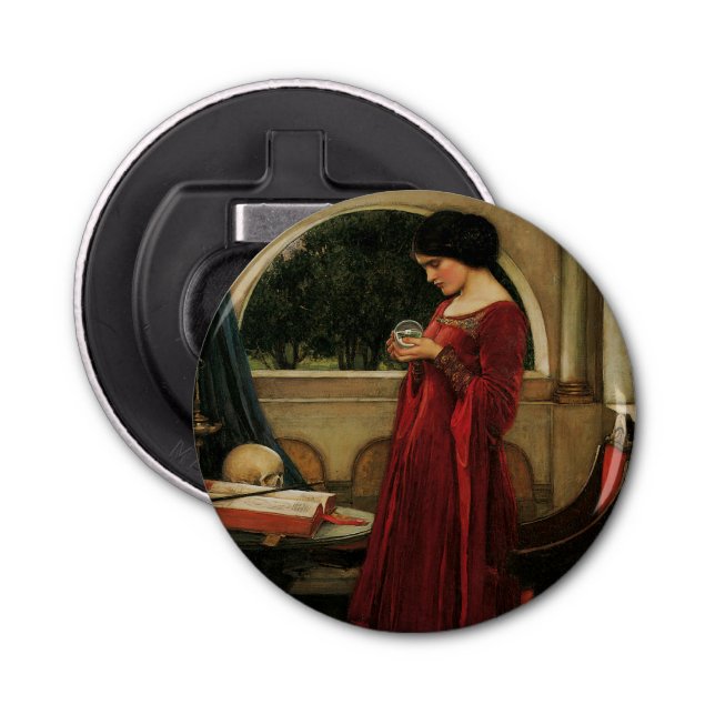 Crystal Ball Woman Waterhouse Painting Bottle Opener (Front)