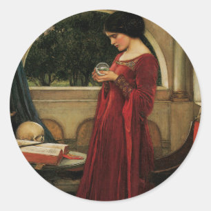 Crystal Ball Woman Waterhouse Painting Classic Round Sticker