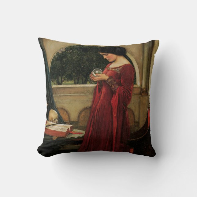 Crystal Ball Woman Waterhouse Painting Cushion (Front)