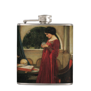 Crystal Ball Woman Waterhouse Painting Hip Flask