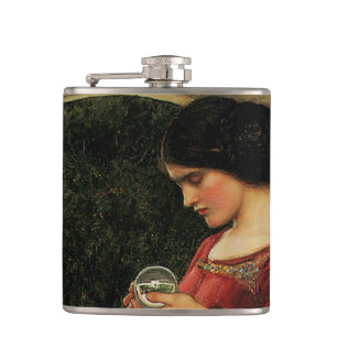 Crystal Ball Woman Waterhouse Painting Hip Flask