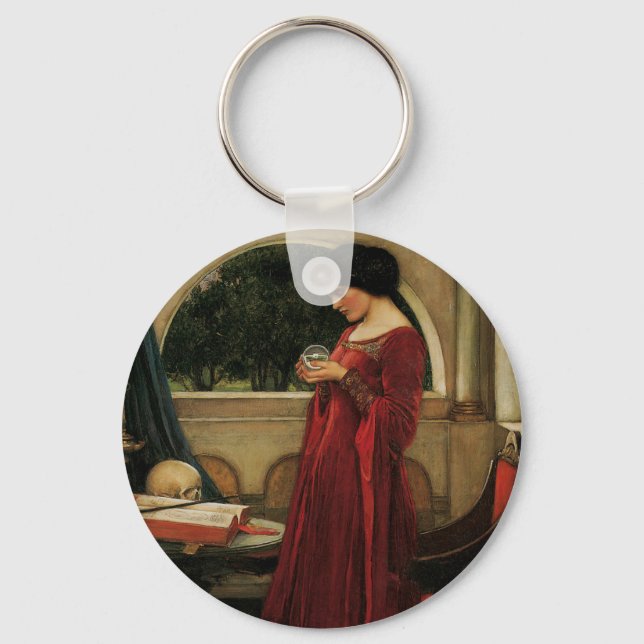 Crystal Ball Woman Waterhouse Painting Key Ring (Front)
