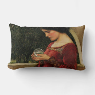 Crystal Ball Woman Waterhouse Painting Lumbar Cushion