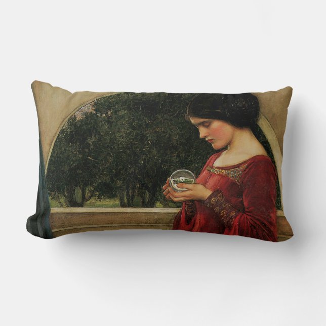 Crystal Ball Woman Waterhouse Painting Lumbar Cushion (Front)