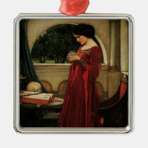 Crystal Ball Woman Waterhouse Painting Metal Tree Decoration