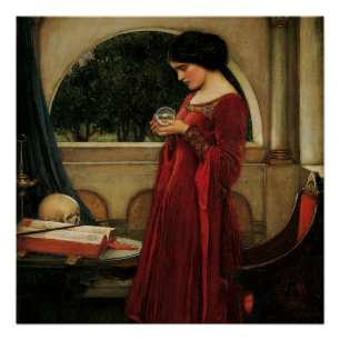 Crystal Ball Woman Waterhouse Painting Poster