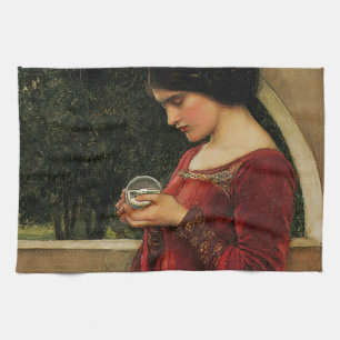 Crystal Ball Woman Waterhouse Painting Tea Towel