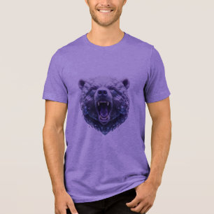 Crystal Bear Head – Fierce 3D Digital Art T-Shirt Tri-Blend Shirt
