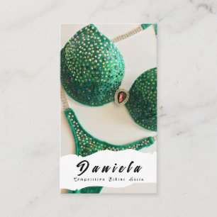 Crystal Bikini Fitness Competition Suits Women Bus Business Card