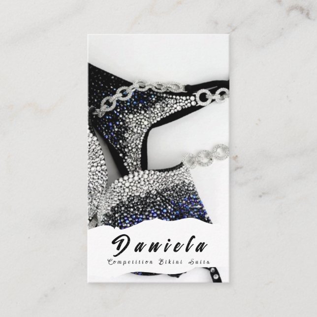 Crystal Bikini Fitness Competition Suits Women Bus Business Card (Front)