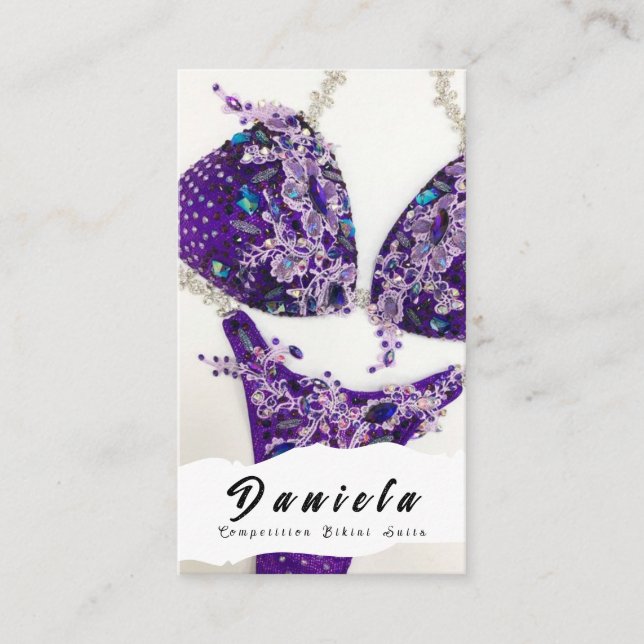 Crystal Bikini Fitness Competition Suits Women Bus Business Card (Front)